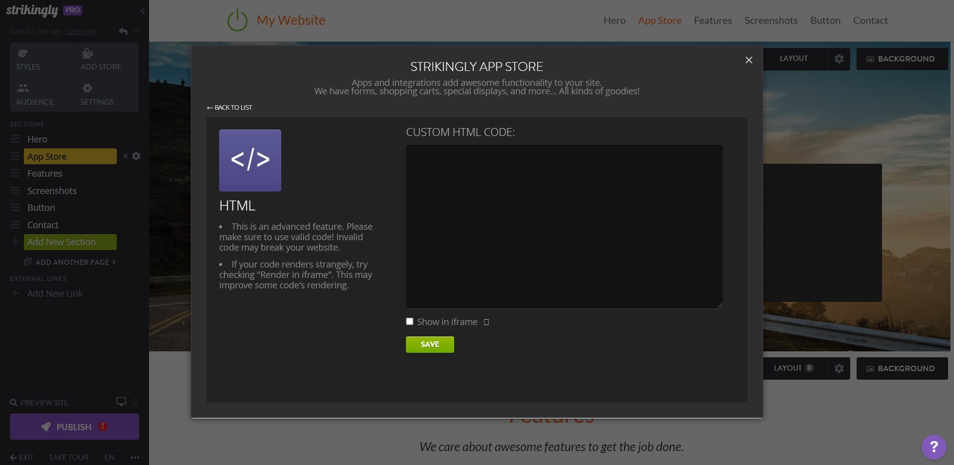 Strikingly Custom HTML Code Strikingly Custom HTML Code